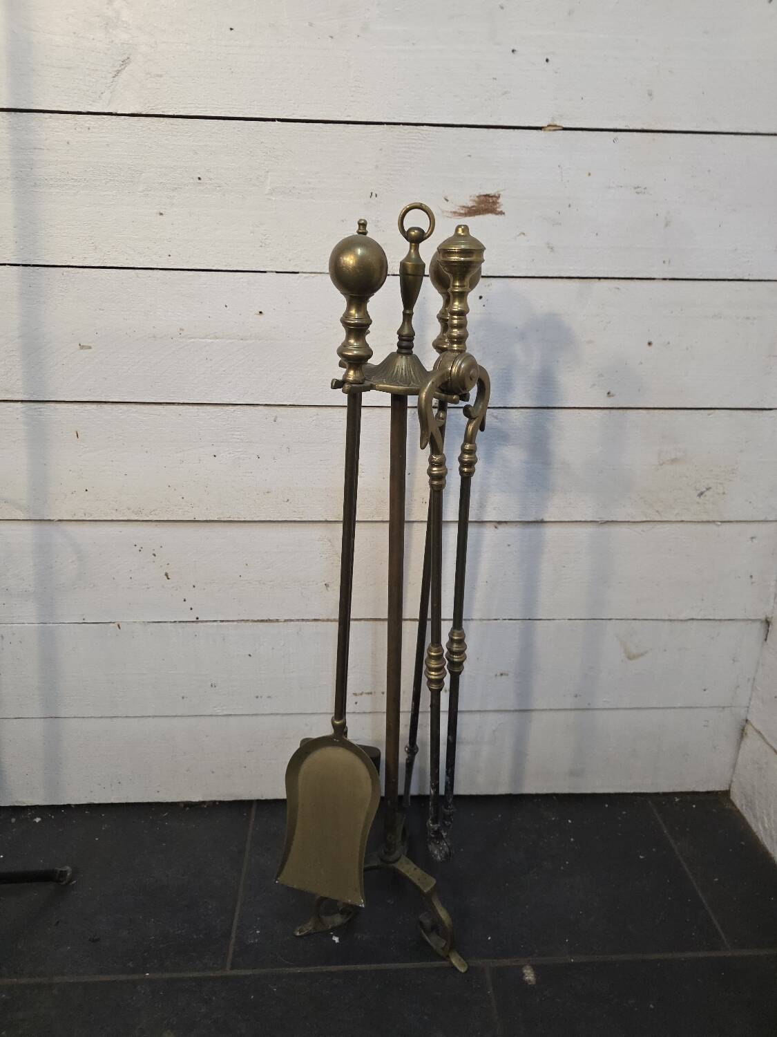 Solid brass fireplace set