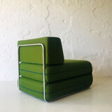 Chauffeuse-lit en métal chromé, années 1970