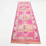 3x10 Persian Pink & Beige Oriental Vintage Runner Rug, 87x302Cm
