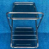 Vintage folding server 1970 with 2 smoked glass trays