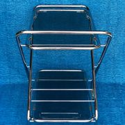 Vintage folding server 1970 with 2 smoked glass trays