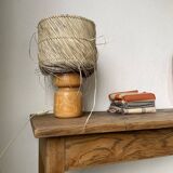50s wood and straw lamp