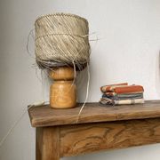 Lampe années 50 bois et paille