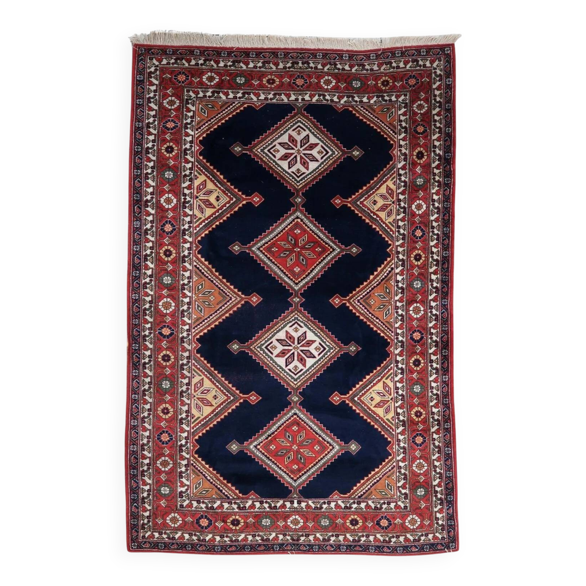 Handmade vintage Persian Afshar rug 198cm x 302cm, 1950s