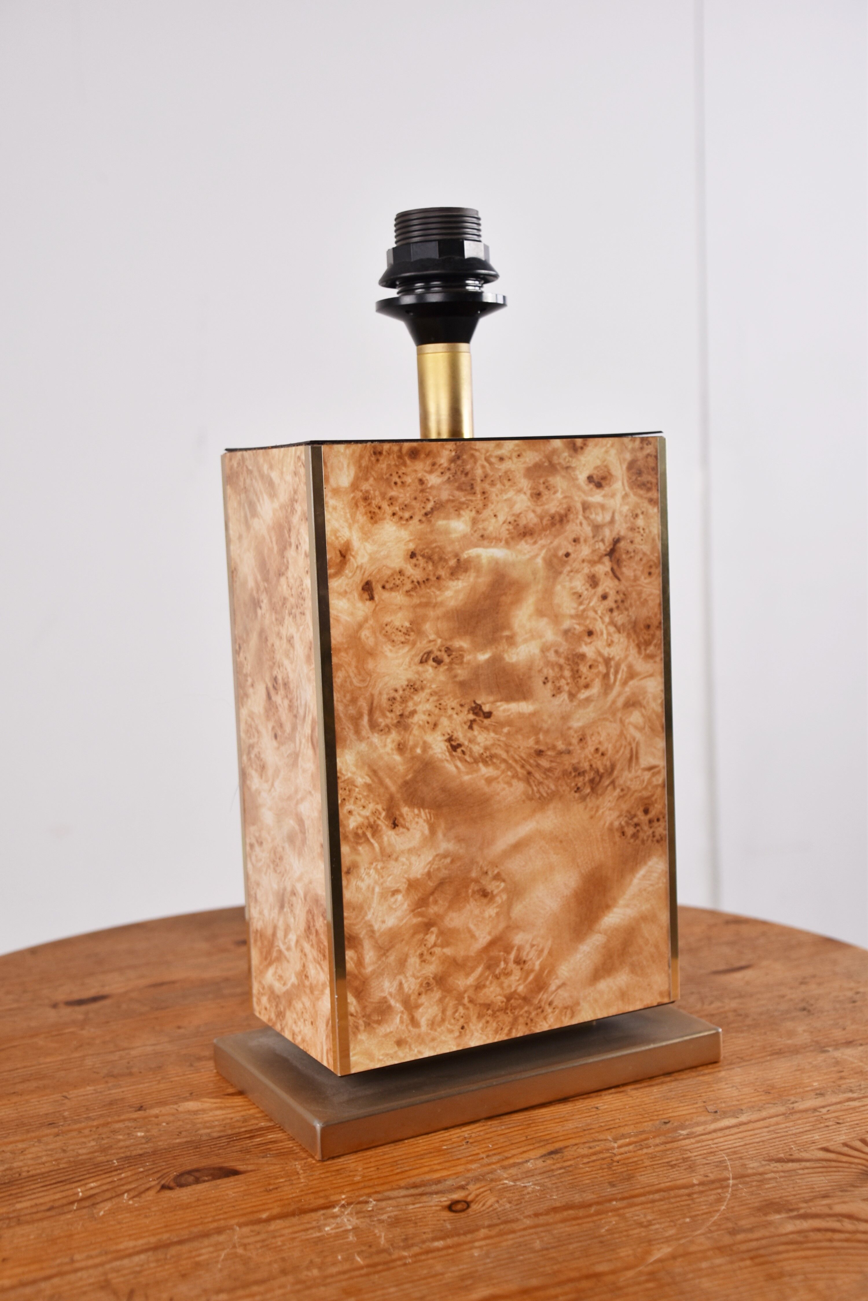 Vintage burl wood table lamp, 1970