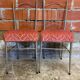 Pair of chairs with golden metal frame + baroque pink fabric seat