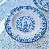Set of 4 old hollow plates vieillard bordeaux model moustiers