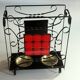 Handmade umbrella stand made of wrought iron, metal and ceramic, Vintage