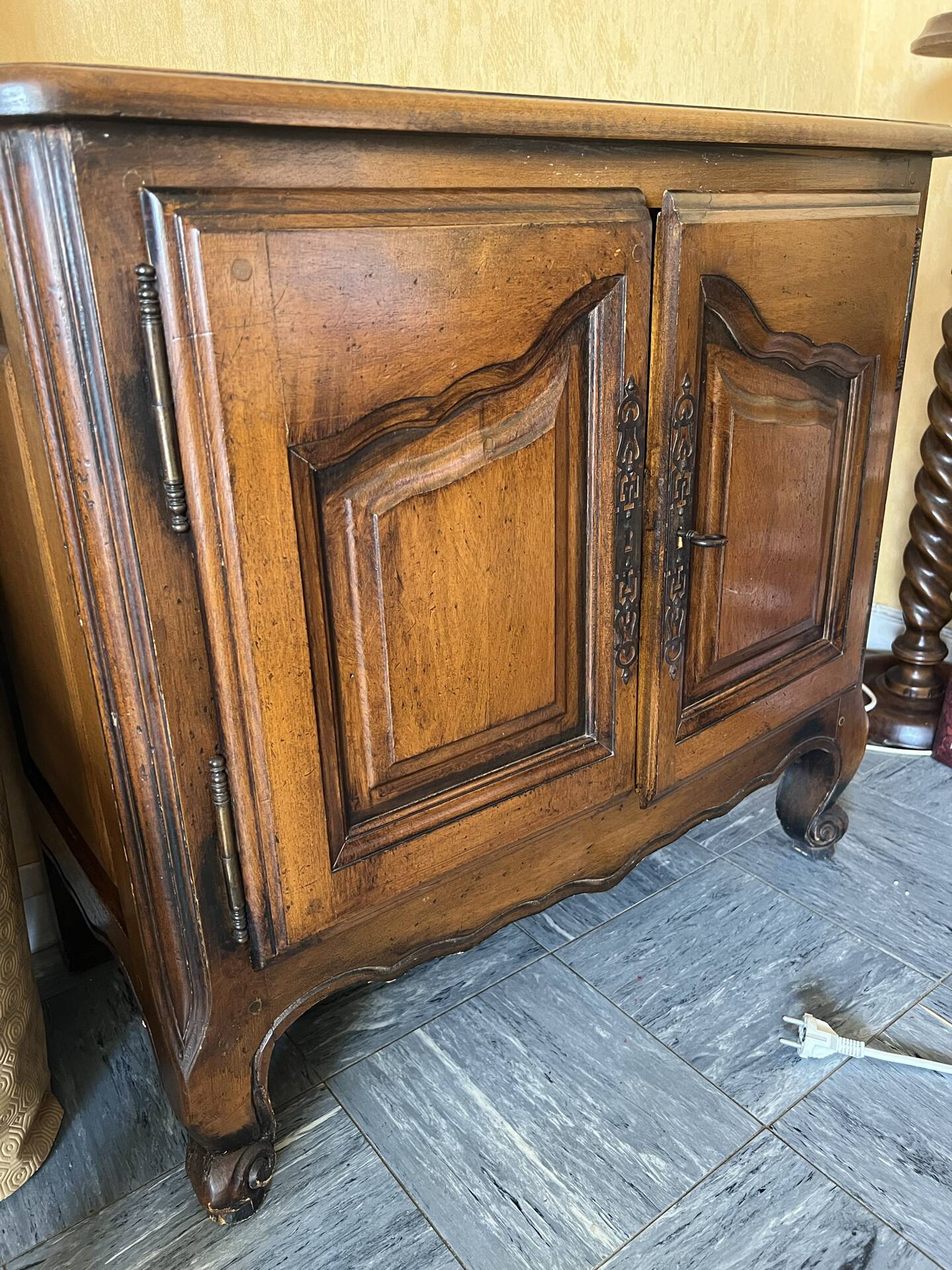 Old low cabinet with 2 wooden doors