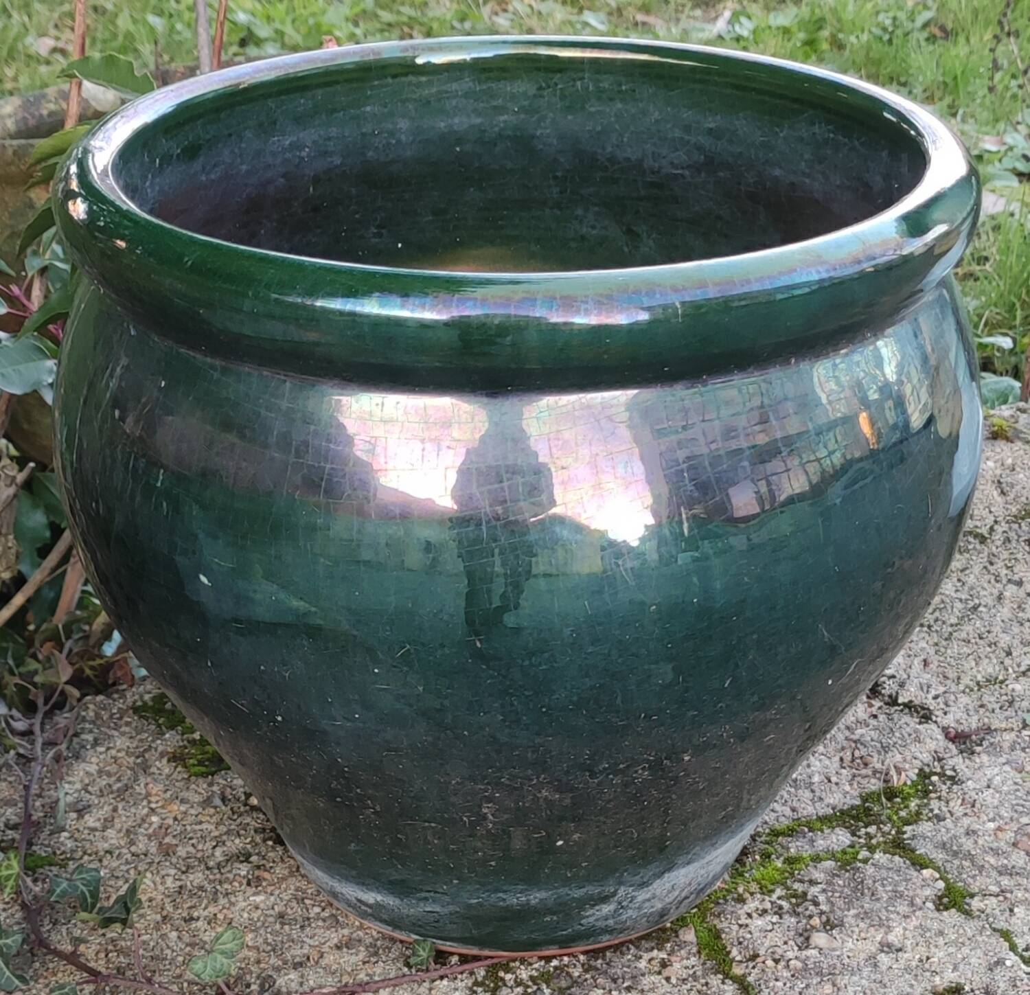 Exterior interior glazed terracotta pot cover