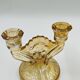 Pair of Empoli amber glass chandeliers in Art Deco style