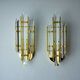 Pair of Venini wall lights, triedri glass, murano, Italy 1970