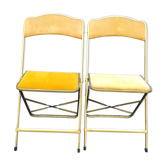 Duo of velvet theatre chairs