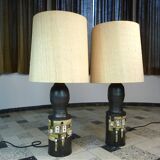 Set of 2 Ceramic Large Floor or Table Lamps by Georges Pelletier for Accolay, France 1960s