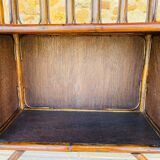 Vintage two-tier bamboo and rattan shelf with storage, Circa 1960
