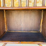 Vintage two-tier bamboo and rattan shelf with storage, Circa 1960