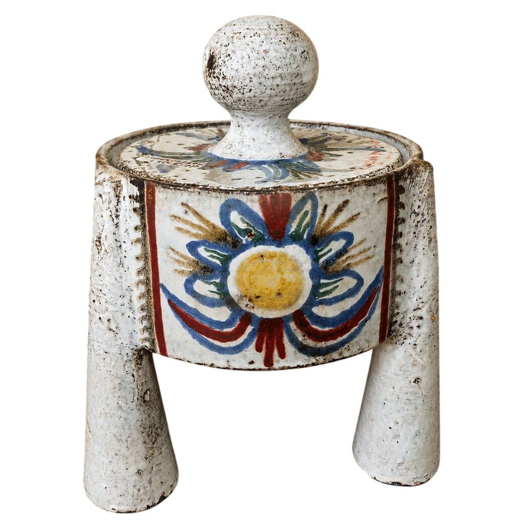 Covered tripod box in ceramic – Atelier Le Mûrier in Vallauris