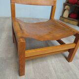 Elm and leather armchair Maison Regain