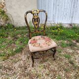 Chaise Napoléon III bois doré nacre XIXe