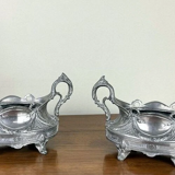 Pair of Louis XV rocaille style silver metal table planters