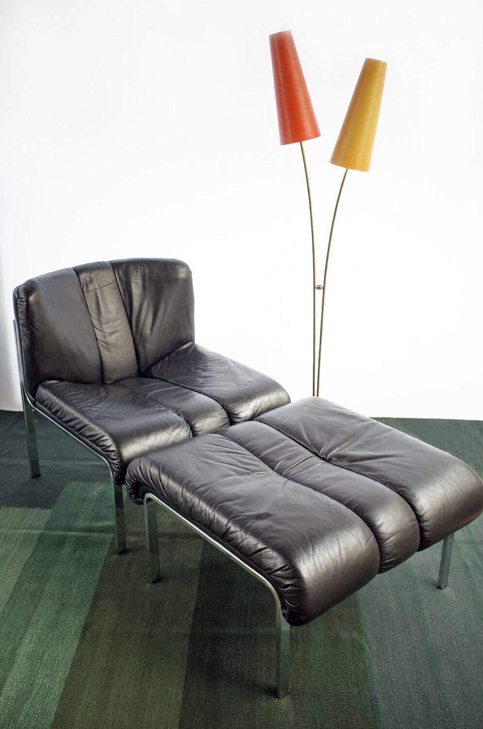 Siège en cuir avec chaise longue Ottomane modèle 1200 Eichenberger pour Girsberger