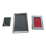 Set of 3 mini vintage gold and silver metal photo frames