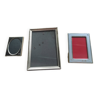Lot de 3 minis cadres photos métalliques vintage dorés et argentés