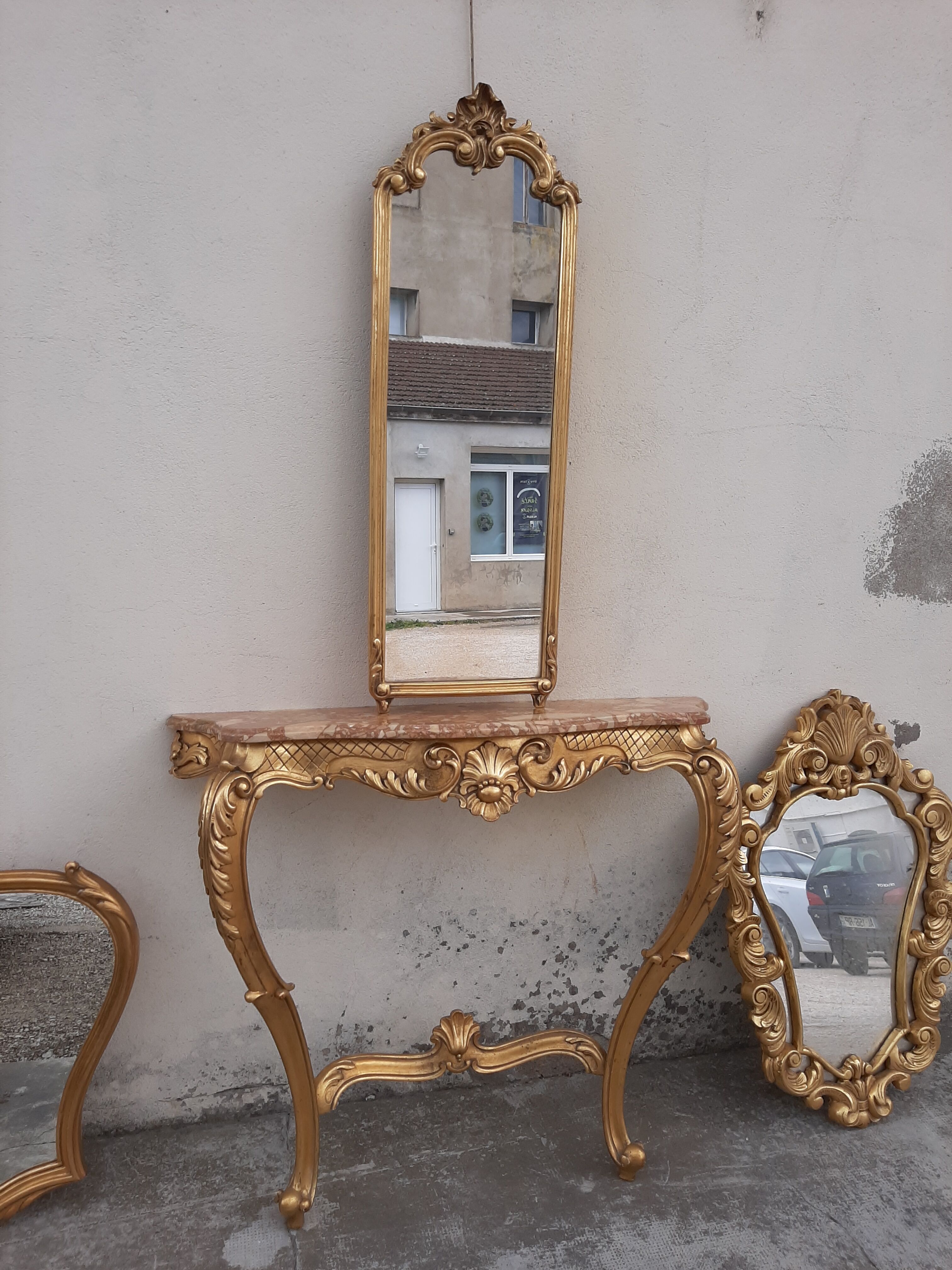 Miroir style Louis XV doré - 100x33