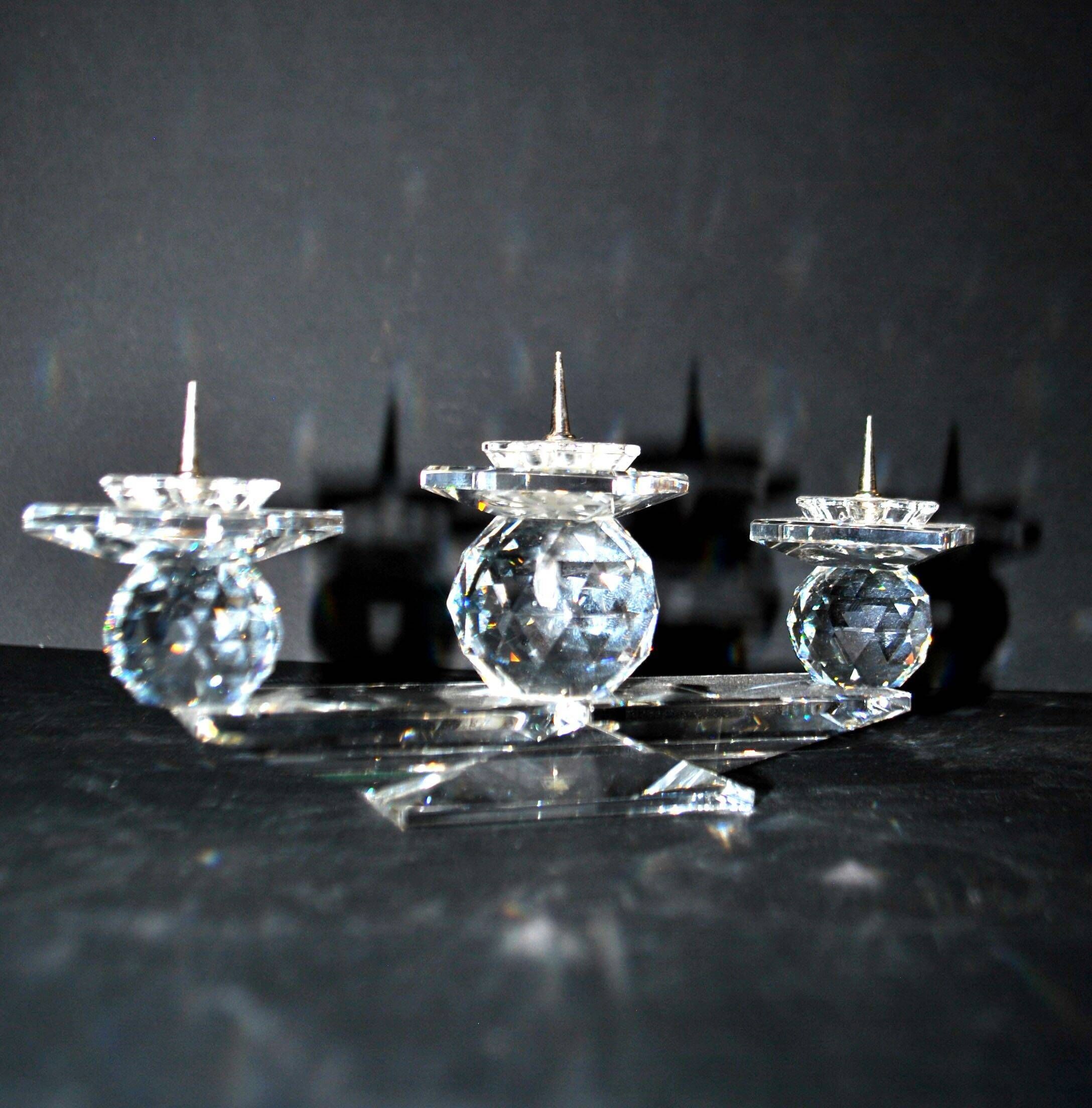 Swarovski candlestick in cut crystal signed sc swarovski design 1980