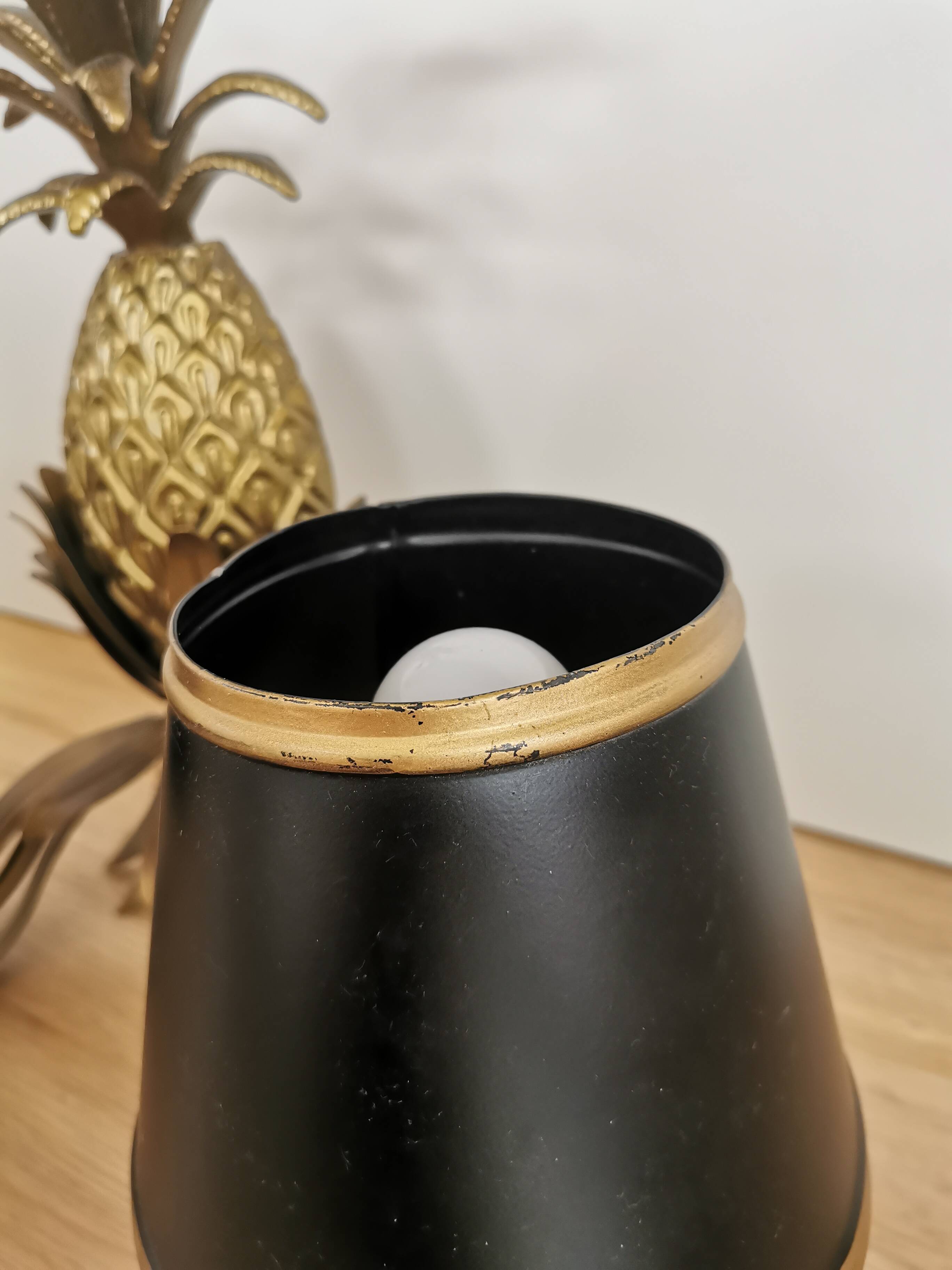 Vintage Gold Pineapple Wall Lamp with Black Shades: Mid-Century Retro Light