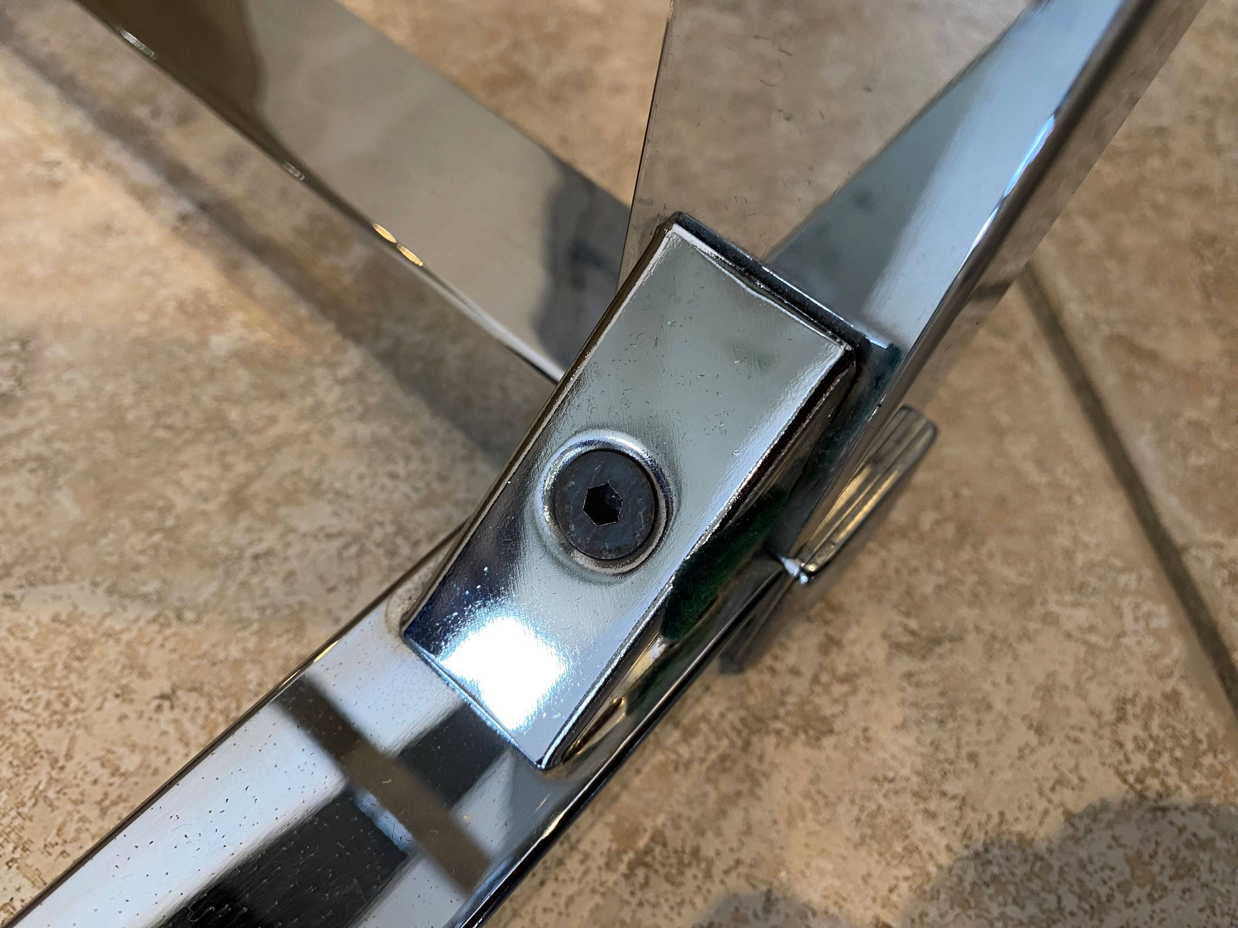 Square coffee table with smoked glass top and chrome base an70