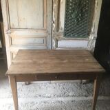 Farmhouse table with raw wood drawer