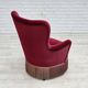 1970s, Danish highback armchair, red furniture velour, beech wood.