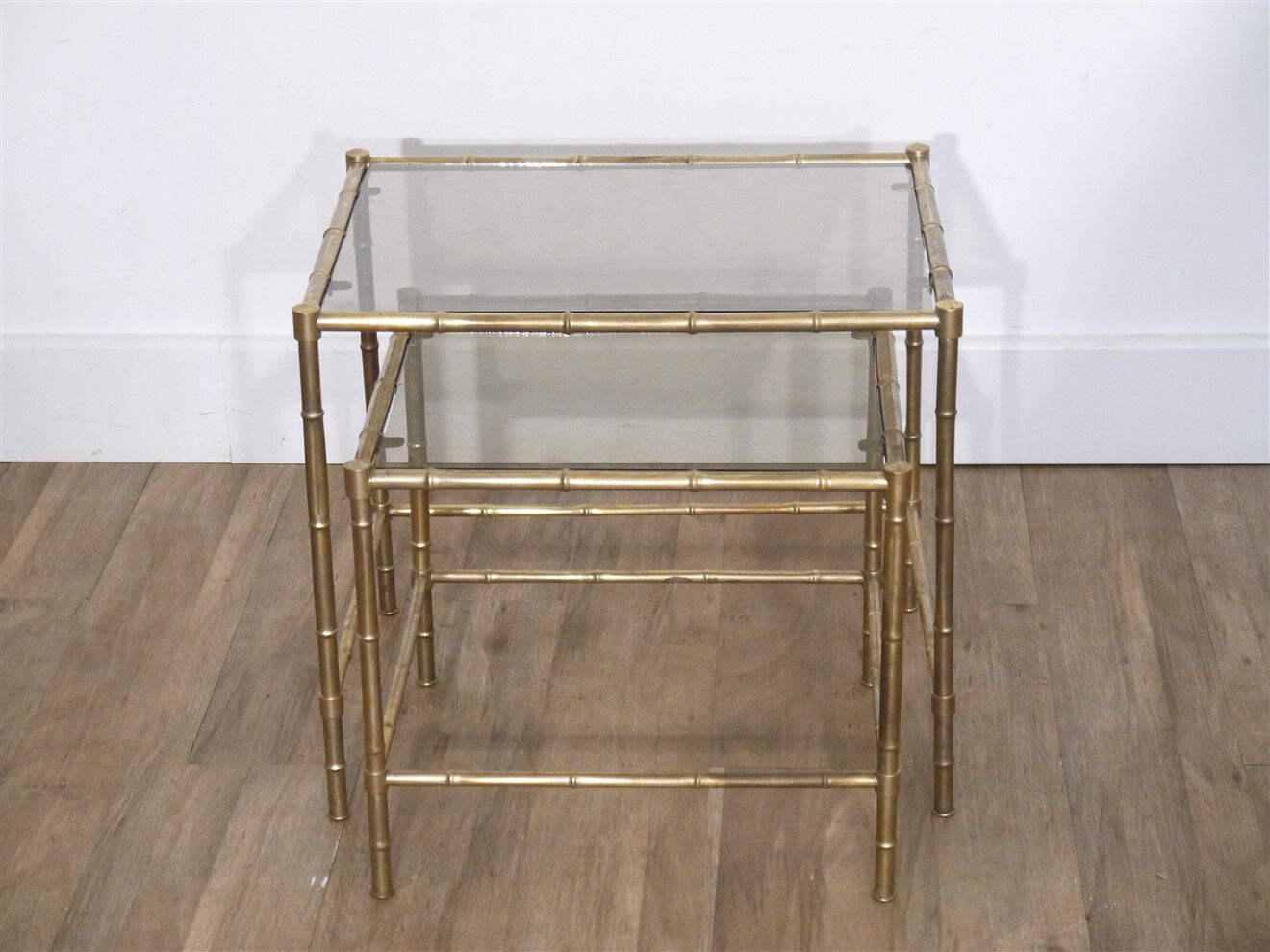 Brass nesting tables "faux bamboo" 1970