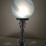 Vintage art deco crystal and opaline lamp