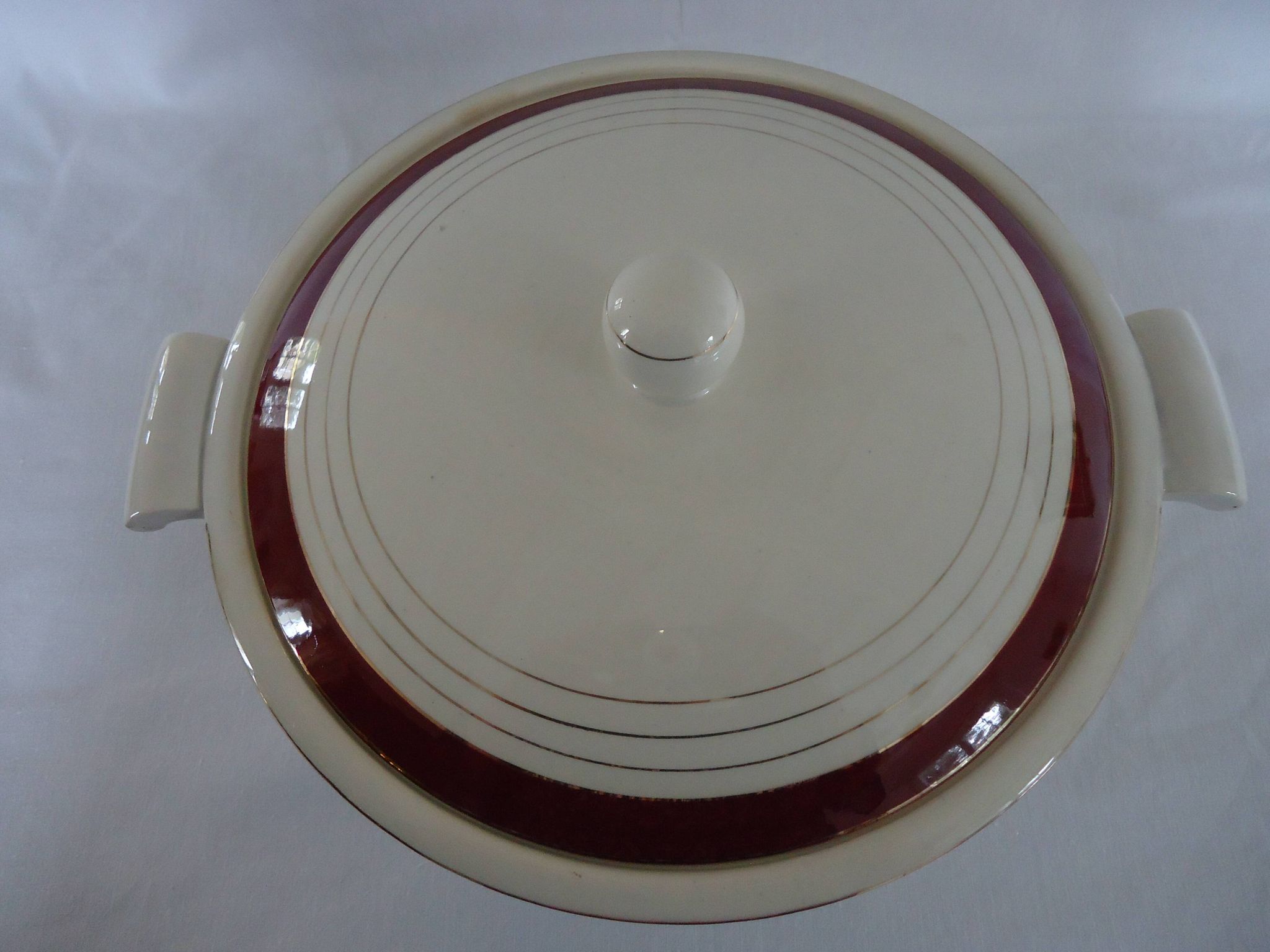 Opaque porcelain vegetable tureen/tureen from digoin sarreguemines, pasteur model