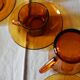 Service Duralex Vintage Orange Soaked Glass 6 cups Tea Sauces Pot