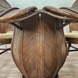Set with table and four chairs in wicker and bamboo by Vivai Del Sud, 1970