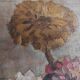 Vintage French oil painting of chrysanthemums