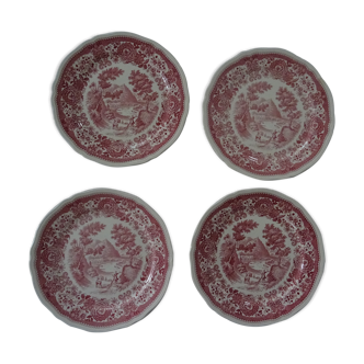 4 flat plates Villeroy and Boch Burgenland pink décor