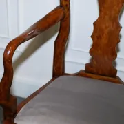 Art Deco Queen Anne Style Armchairs in Walnut Burl, 1920s, Set of 2
