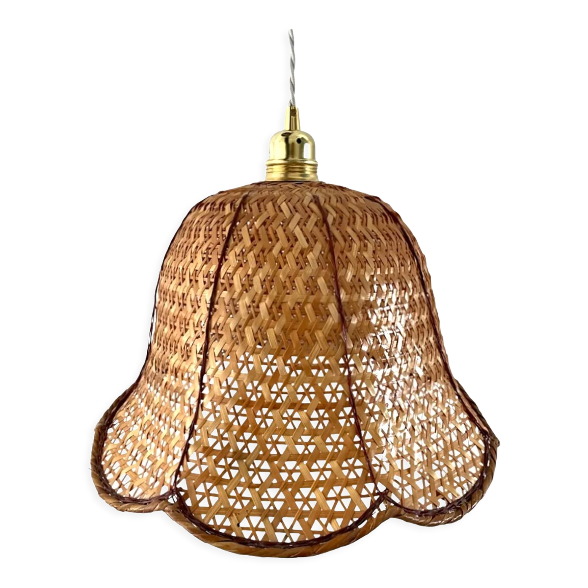 Vintage suspension in electrified braided wicker to nine