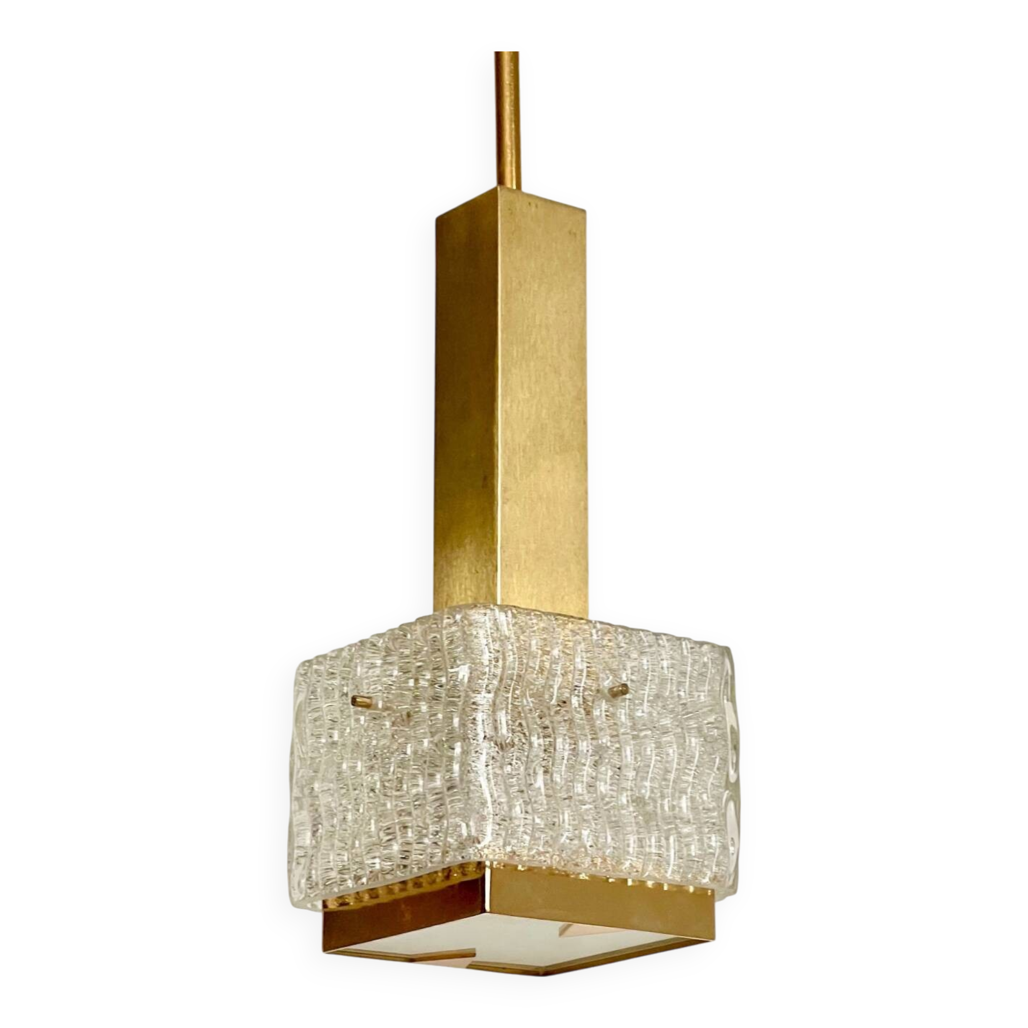 Arlus glass and brass pendant light from the 50s