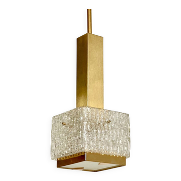 Arlus glass and brass pendant light from the 50s
