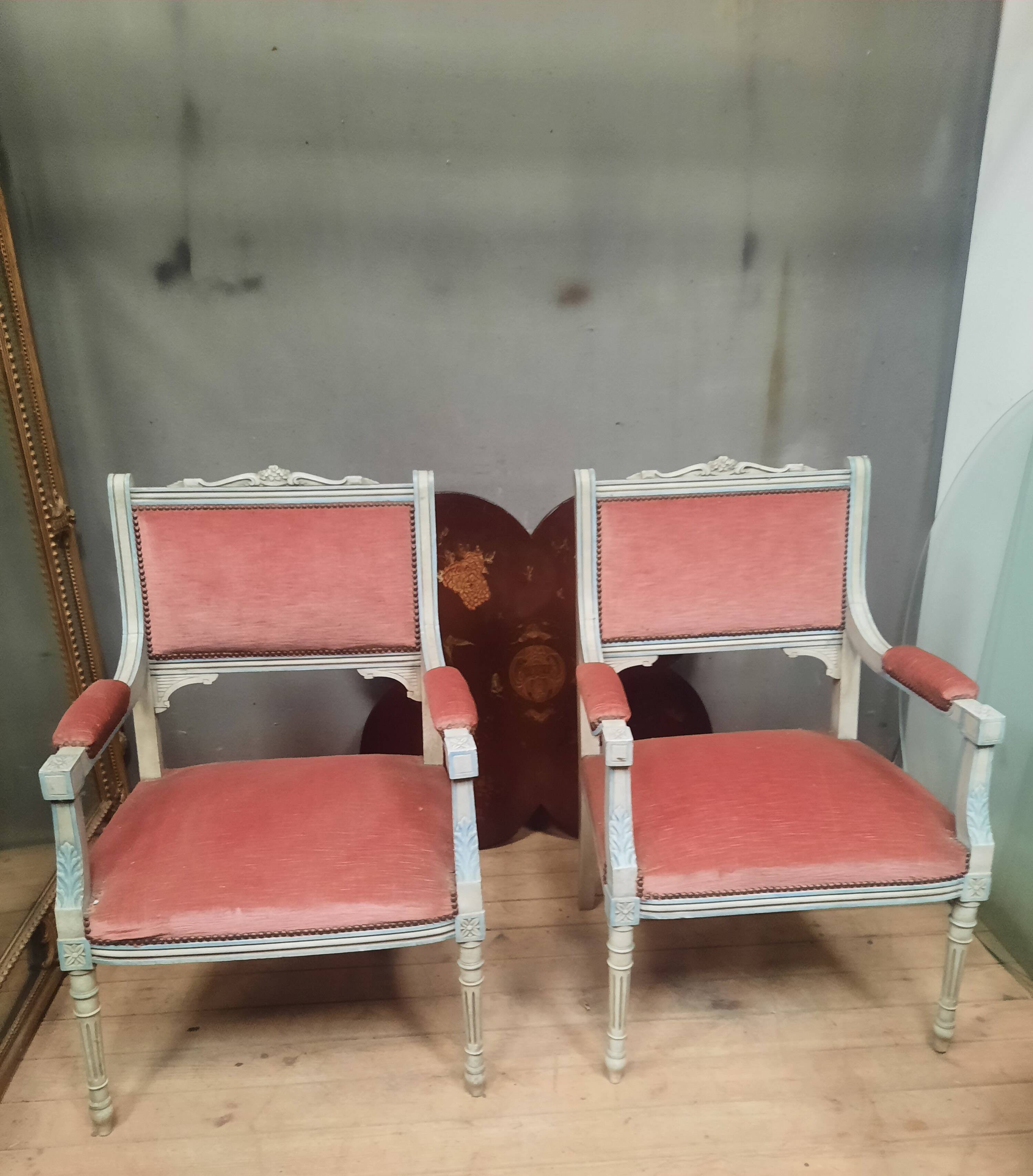 Pair of Louis XVI style armchairs