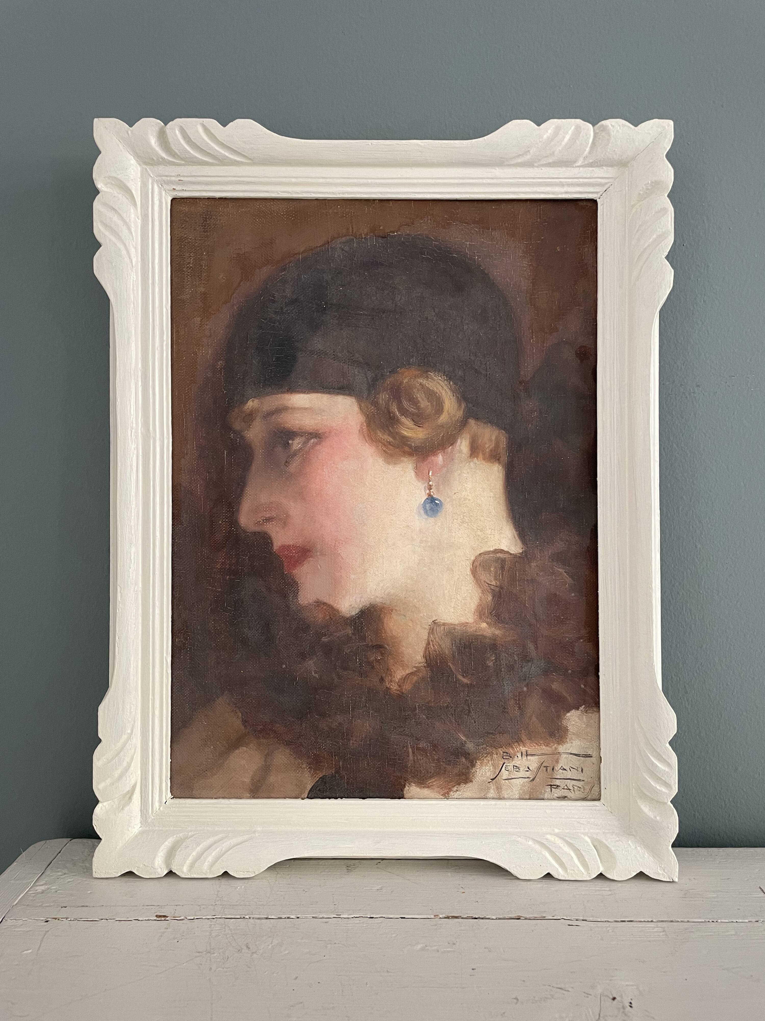 Antique Art Deco painting, circa 1930