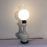 Electrified opaline glass kerosene lamp