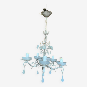 Metal chandelier with vintage beads and tassels