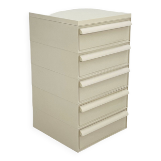 White box with 5 drawers model "4601" by Simon Fussell for kartell, 1970