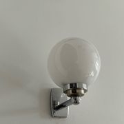 Vintage wall lamp, chromed metal and opaline, France 1970